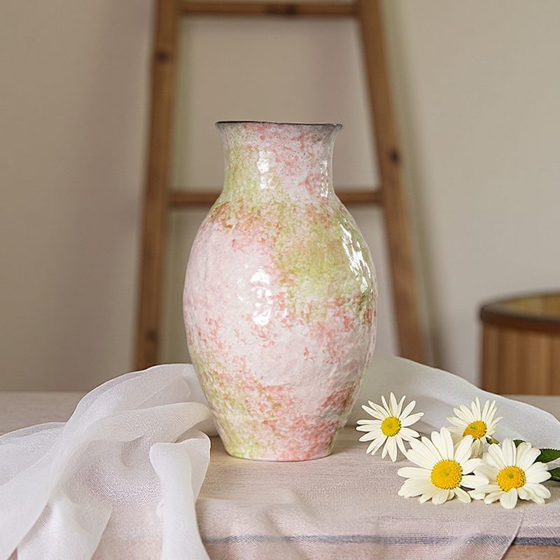 Yunsheng Jingdezhen Purple Clay Handmade Painted Ceramic Vase with a High-End Feel, Flower Arrangement Vessel for Living Room and Entryway Decoration