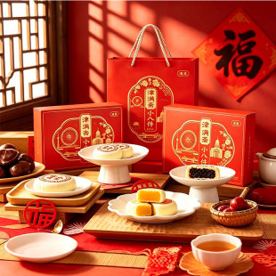 【亏本清仓】津满斋手工糕点八件礼盒装800g