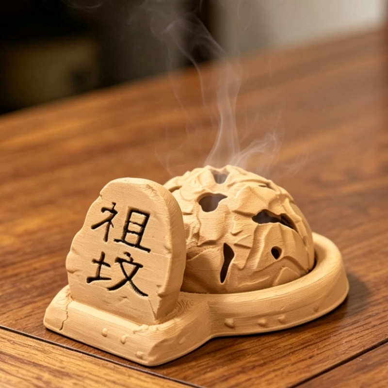 3D Printed Incense Burner Tea Table Incense Burner Aromatherapy Burner Creative Ornament with the Fun Theme of "Ancestral Grave Producing Smoke."