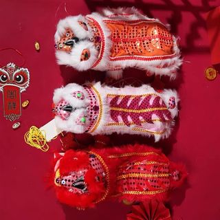 国潮木偶舞狮狮子玩具表演狮子头道具醒狮民俗手工儿童小孩玩偶