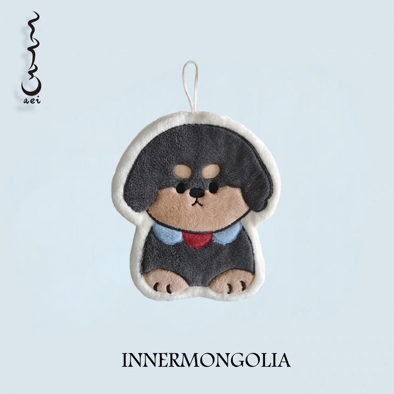 Cartoon Cute Mongolian Mastiff Hand Towel Hanging Towel Kitchen Bathroom Household Absorbent Thickened Children's Handkerchief