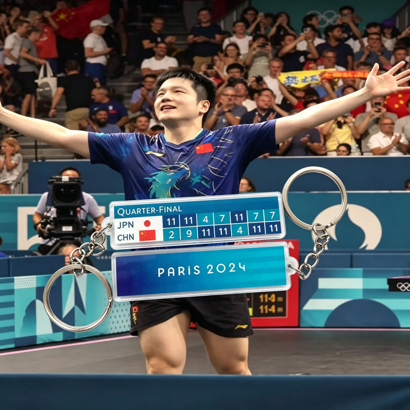 Fan Zhendong Reversed Zhang Benzhe in the Paris Olympics Table Tennis Men's Singles Keychain Acrylic Scoreboard Keychain