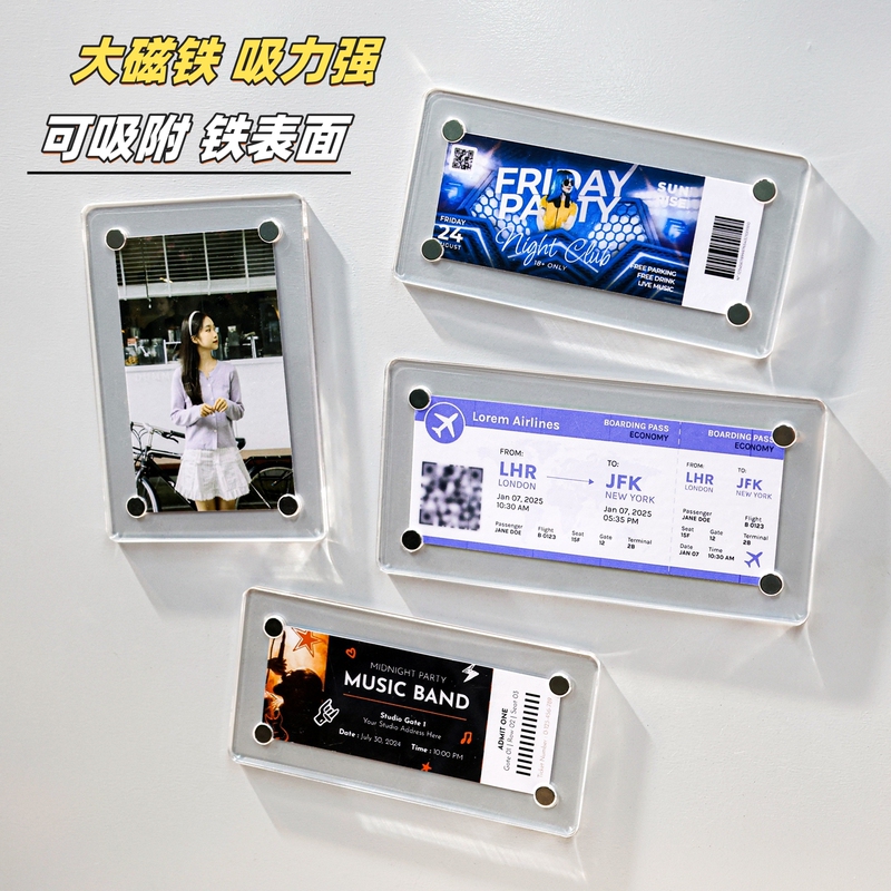 Acrylic Board Magnetic Polaroid Fridge Magnet Concert Ticket Stub Magnetic Photo Frame Display Frame Photo Card Brick