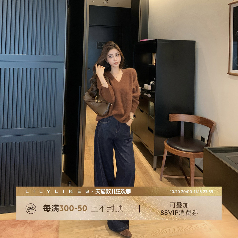 Lilylikes's "Township's No. 1 Pants King" Is a Legendary Straight-Leg Pants! Fleece-Lined Deconstructed Three-Color Straight-Leg Jeans
