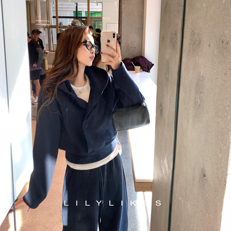 Lilylikes "Chillax Relaxing Korean Style" Comfortable and Fashionable Hooded Asymmetrical Placket Relaxed Sweatshirt and Sweatpants Set Lilylikes "Chillax Relaxing Korean Style" Comfortable and Fashionable Hooded Asymmetrical Placket Relaxed Sweatshirt and Sweatpants Set