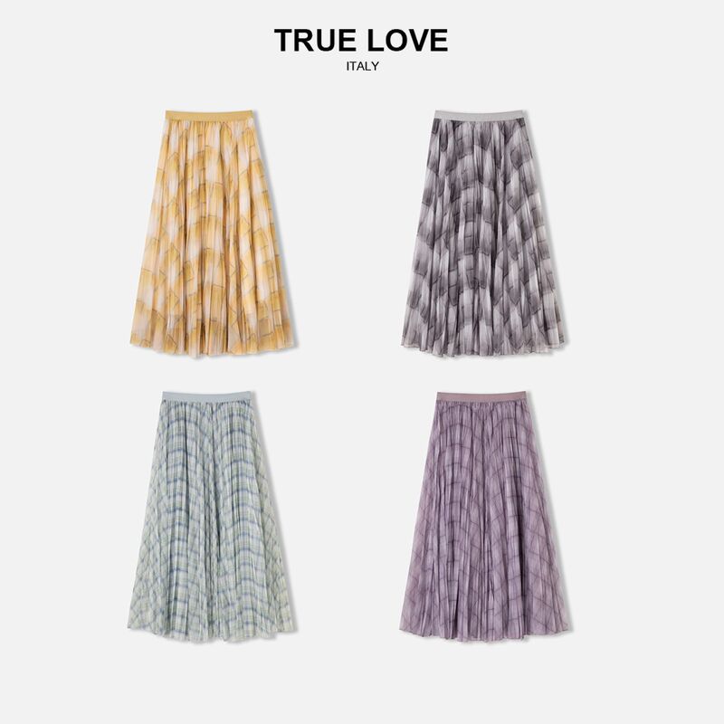 【Sea Breeze Nurturing the Flowers】French-Style High-Waisted Gradient Plaid Dopamine Skirt Td1O3051226C