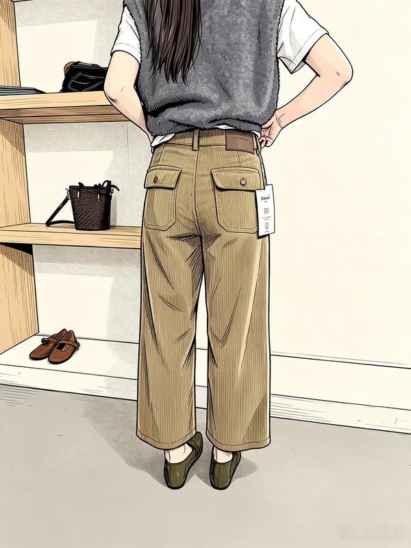 9.17/Repeatedly Falling in Love with the Corduroy Series! Loose, Slimming, Four-Way Stretch Straight-Leg Cropped Pants 87021
