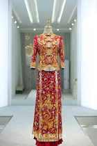 2021 new Chinese bride Xiuhe hand-embroidered dragon and phoenix coat plate gold embroidery rental ancient wedding wedding dress into wine service
