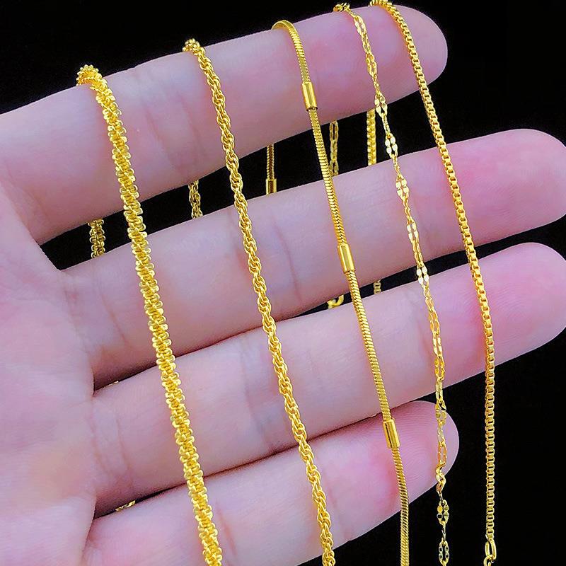 Gold-Plated Silver Jewelry Store Style Versatile Plain Chain Gold Sparkling Women's Multi-Style Never-Fading Light Luxury Adjustable Bracelet for Gifting Gold-Plated Silver Jewelry Store Style Versatile Plain Chain Gold Sparkling Women's Multi-Style Never-Fading Light Luxury Adjustable Bracelet for Gifting
