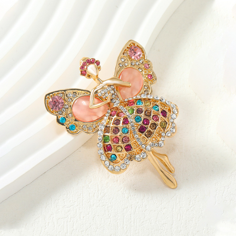 Vintage Colorful Ballet Girl Sweet and Cute Dress High Heels Fashionable Elegant Brooch Pin