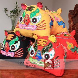 Large ruyi peony pillow hand embroidered tiger large pillow pearl cotton filled shandong specialty handicrafts