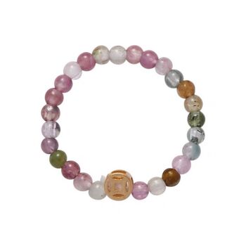 Fresh rainbow tourmaline coin ring women's high-end fashion light f luxurious sweet student literature and art new elastic finger