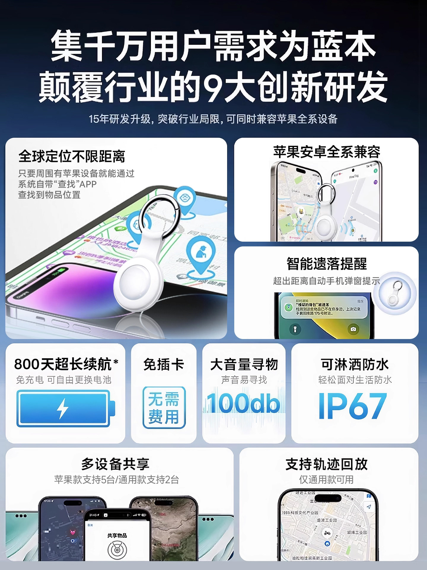 Anti-Lost Locator Suitable for Apple Airtag, Suitable for Children, the Elderly, Students, Invisible Tracker, Pet Dog, Cat, Mini Locator, Car, Bicycle, Keychain, Anti-Lost Locator