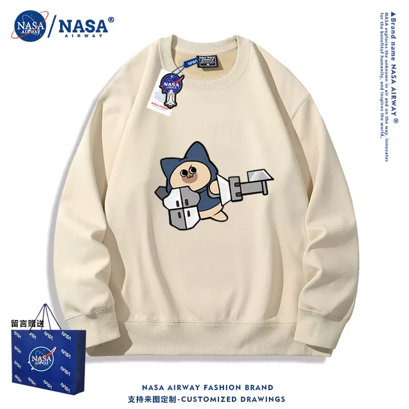 NASA ко-бренд монстер хантер милый кот Эллу кот молодежный спортивный свитер с круглым вырезом для мальчиков и девочек весна-осень пуловер