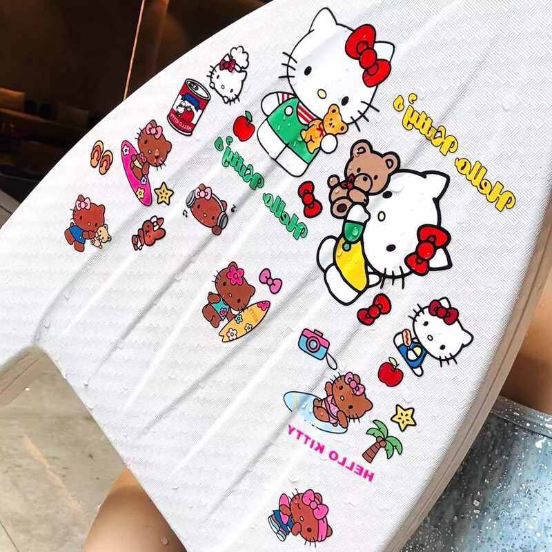 Hello Kitty Mini Floating Board Creative Black Leather Kitty Sticker Thickened Triangular Splash Board Swimming Equipment