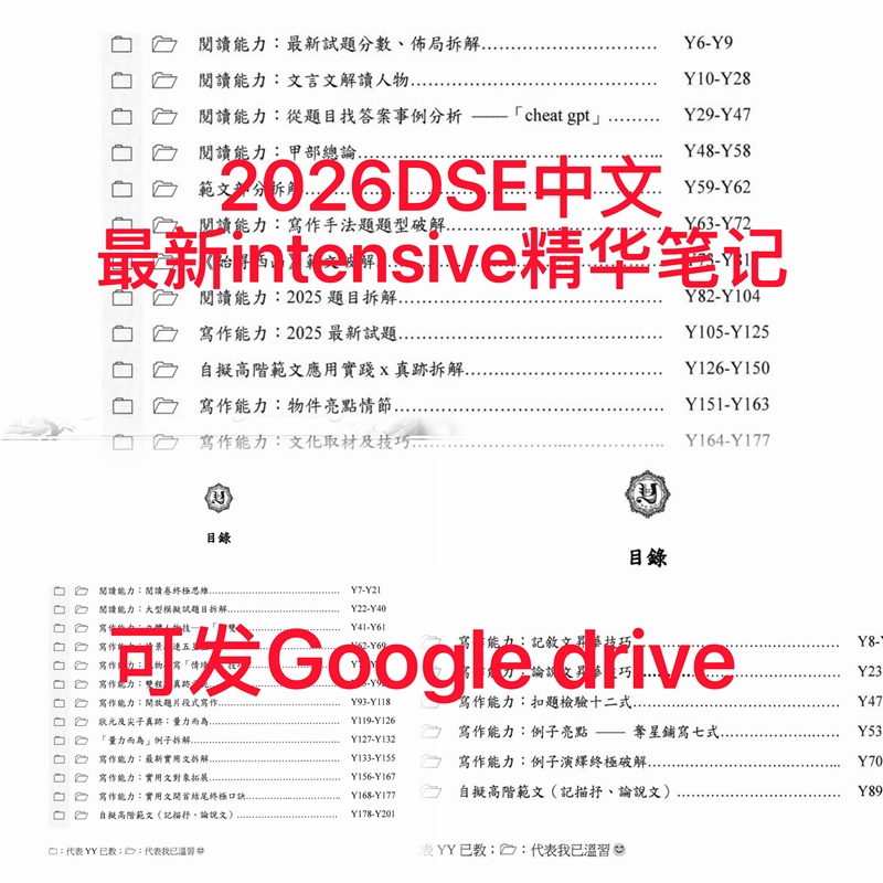 2026 Hong Kong Dse Chinese Yy Latest Intensive Reading Notes/Answer Framework/Sample Essays/Practical Essays 2026 Hong Kong Dse Chinese Yy Latest Intensive Reading Notes/Answer Framework/Sample Essays/Practical Essays