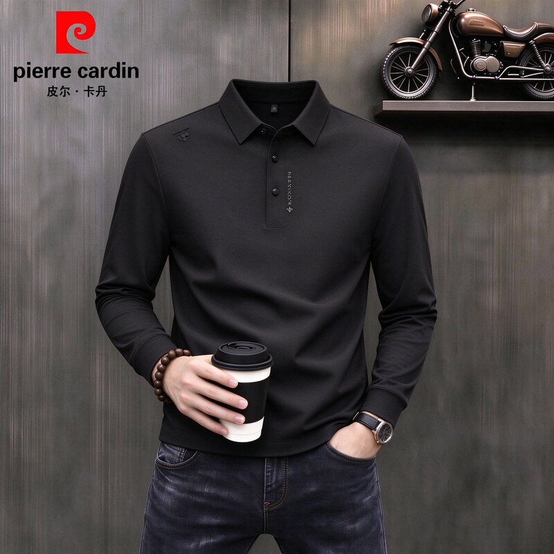 Pierre Cardin Business Polo Shirt Men's Long-Sleeved T-Shirt 2026 New Autum Lapel Black Top Men's Style Pierre Cardin Business Polo Shirt Men's Long-Sleeved T-Shirt 2026 New Autum Lapel Black Top Men's Style