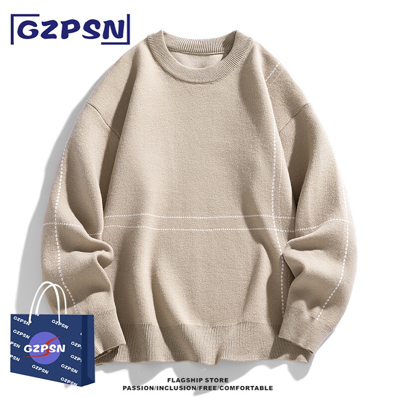 Khaki Round-Neck Couple's Pullover Sweater for Men and Women, 2026 Autumn and Winter Warm Casual Simple Knitwear in Solid Color Khaki Round-Neck Couple's Pullover Sweater for Men and Women, 2026 Autumn and Winter Warm Casual Simple Knitwear in Solid Color