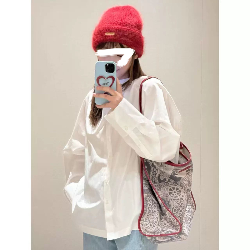 An Ye's Three Points Zone/Spring New Style All-Cotton Poplin Long-Sleeve Floral Shirt