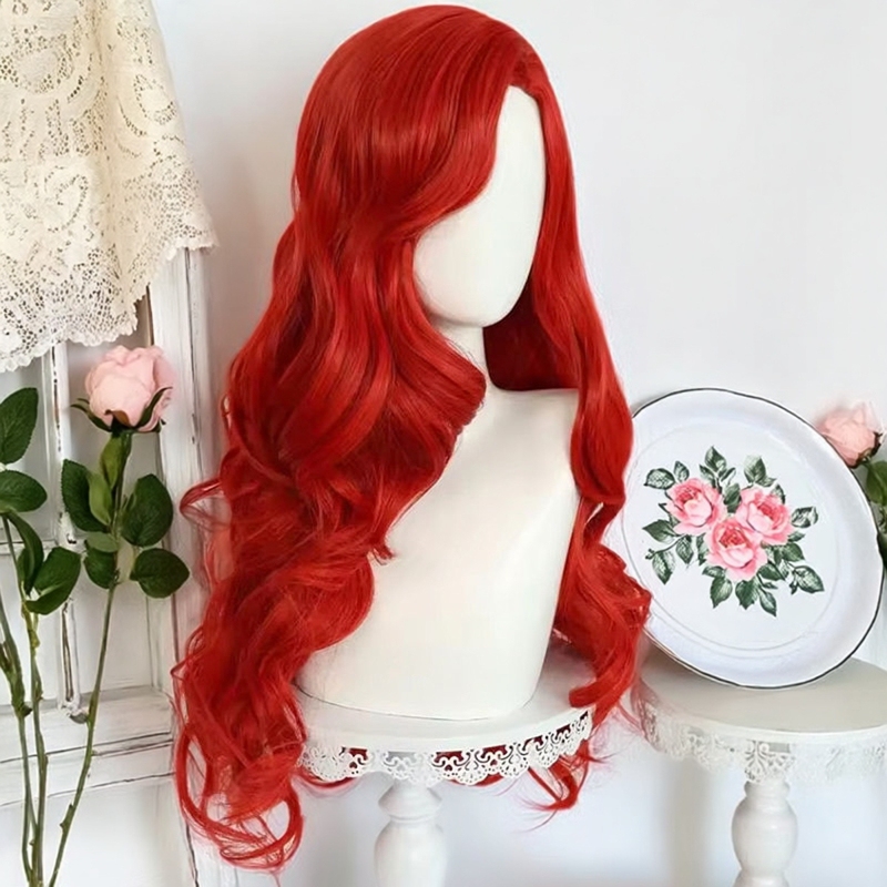 Little Mermaid Ariel Cosplay Wig Ariel Anime Cosplay Wig Halloween Red Long Curly Hair