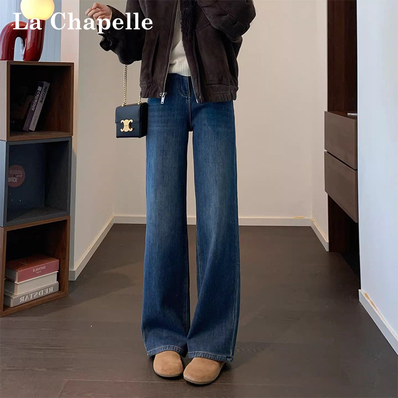 ラシャペル レトロ スリムフィット ワイドレッグジーンズ レディース 2026年春夏新作 小柄サイズ ハイウエスト ストレートレッグパンツ