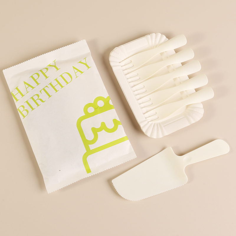 Cake Disposable Tableware Cake Cutlery Set Disposable Knife and Fork Plate Candle Foldable Birthday