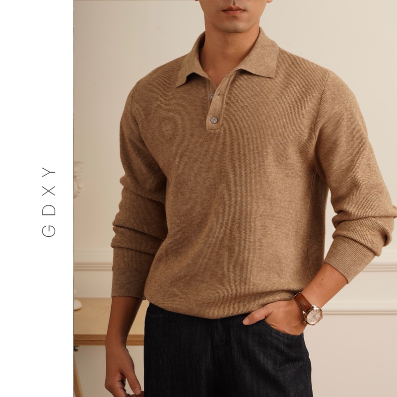 Gdxy26 Autumn and Winter New Lyocell Blended Lapel Knitted Polo Shirt Men's Long-Sleeved Warm Casual Work Clothing Sweater Gdxy26 Autumn and Winter New Lyocell Blended Lapel Knitted Polo Shirt Men's Long-Sleeved Warm Casual Work Clothing Sweater