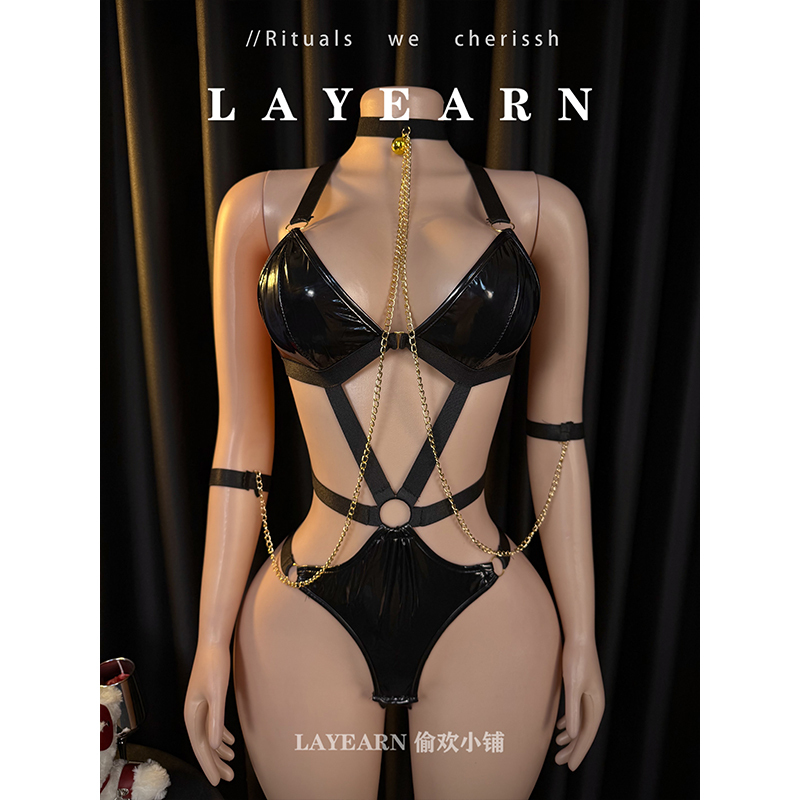 Layearn【Night Visit to the Goddess】Sexy Bondage Patent Leather Bodysuit Abstinence-Style Chain Lingerie Accessories Layearn【Night Visit to the Goddess】Sexy Bondage Patent Leather Bodysuit Abstinence-Style Chain Lingerie Accessories