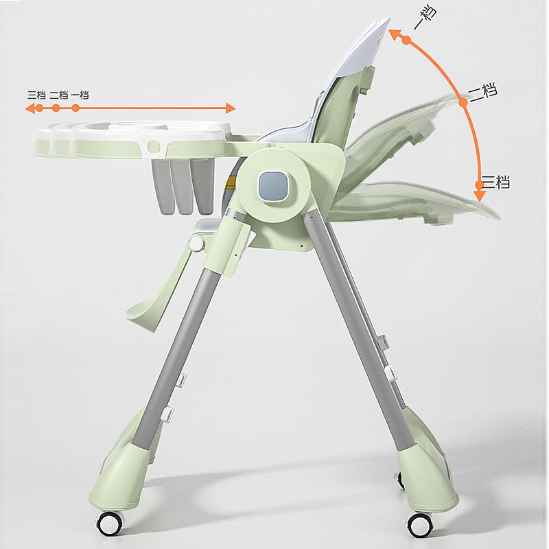 Children's SHL dining table and baby dining chair can be folded and adjusted, portable meal-style home baby folding dining table and chair with universal wheels