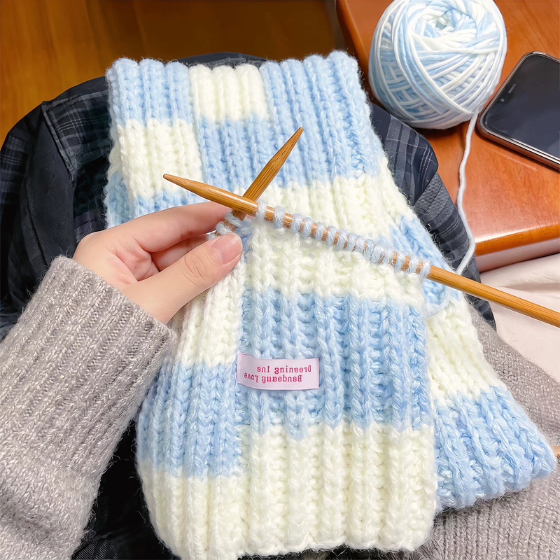 Wool Hand-Knitted Scarf, Korean-Style Salt Aesthetic, DIY Material Kit, Autumn and Winter Gift for Boyfriend/Girlfriend, LAOSHU Neck Warmer