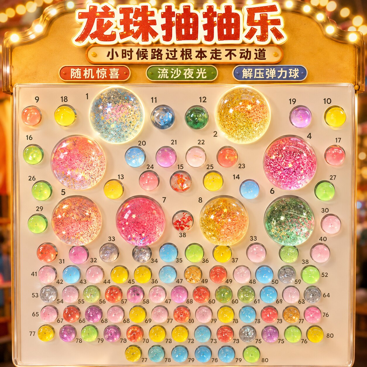 正版龙珠抽抽乐抽奖券盲盒洞洞乐弹力球七龙珠夜光大号儿童玩具女