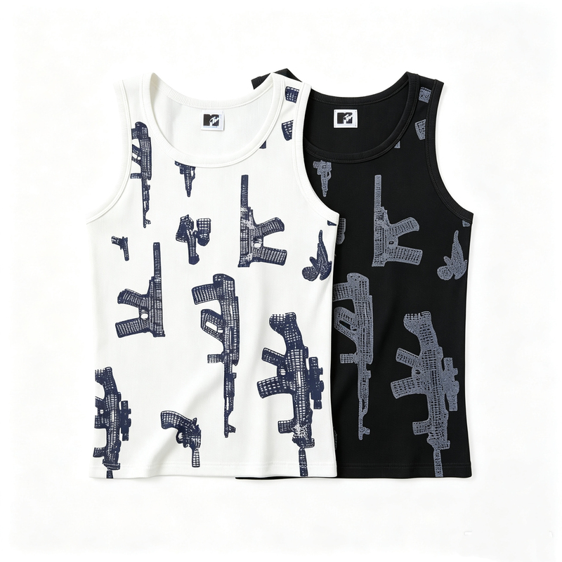 Mastertears 26Ss Gun Print Tight-Fitting All-Over Print Tank Top