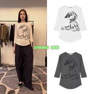 Rarely Seen in the Domestic Market *Open Yy 26 Early Autumn New Model Pet Club Dalmatian Graffiti T-Shirt for Women