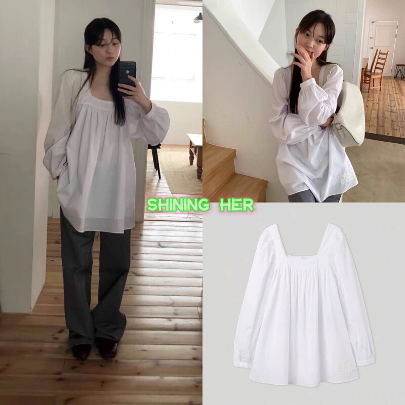 Small Amount in Stock *Smoothmood Li Jinhua's Same Style Loose Casual Square-Neck Shirt Dress Babydoll Dress