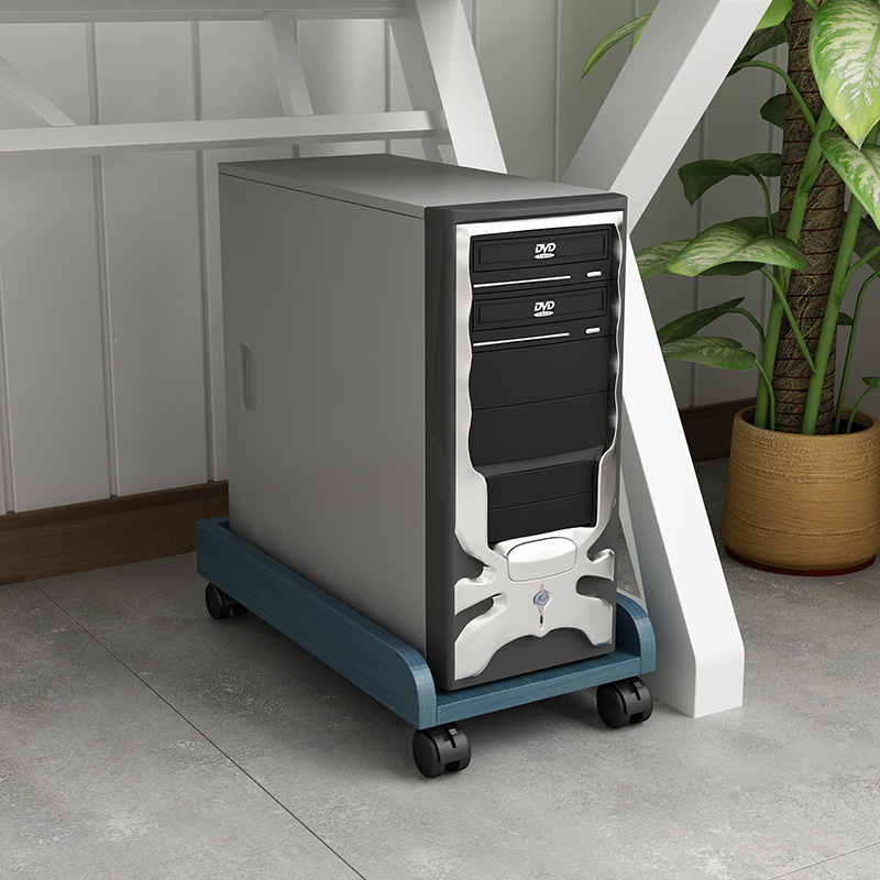 Desktop computer host bracket removable belt T pulley chassis base under desk heightening main chassis with brake