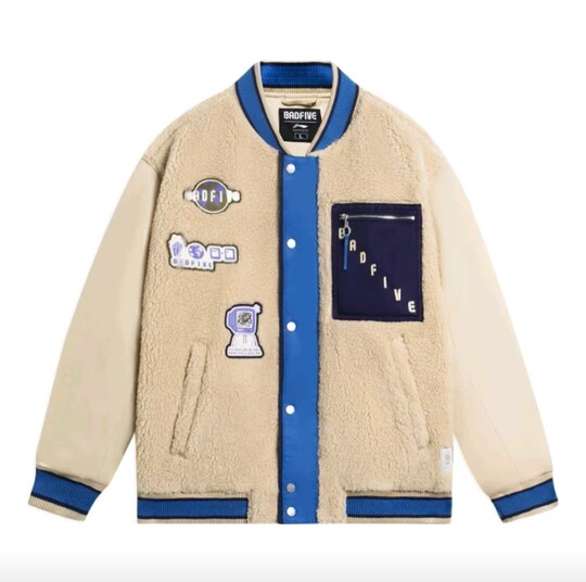 Li Ning loose patchwork baseball uniform warm cardigan