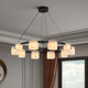 All-Copper Marble Living Room Chandelier, Light Luxury Modern Designer Hall Main Light, High-End Model House Dining Room Bedroom Lighting Fixtures