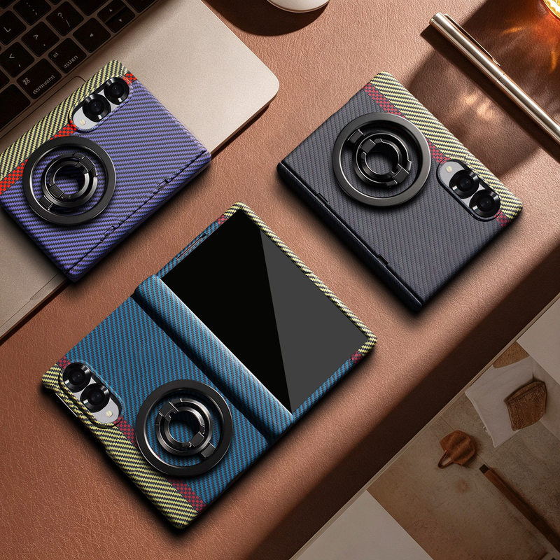 Carbon Fiber Pattern Shell and Film Integrated Case Suitable for Samsung Z Fold 8 Phone Case Galaxy Z Fold 8 Ultra Wireless Charging Z Fold 7 Magnetic Stand W26 Full Coverage Anti-Drop Z Fold 6 Business Simple