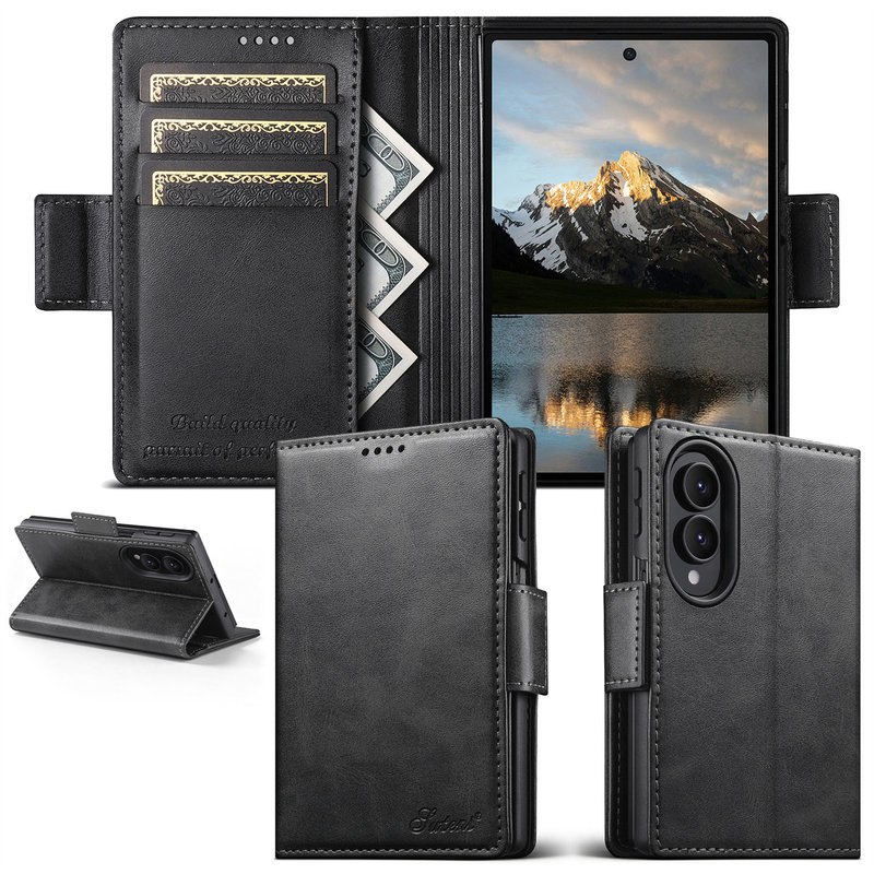 First-Layer Cowhide Flip-Cover Case Suitable for Samsung Z Fold8 Phone, Galaxy Z Fold8 Ultra Business Simple Style, Z Fold7 High-End Niche W26 Magnetic Card-Inserting Case, Z Fold 40% off Foldable Screen Leather Case