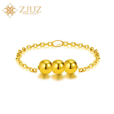 ZJUZ18K gold ring, women's rose gold colored gold gold ring, au750 road through fortune bead ring, gold tail ring