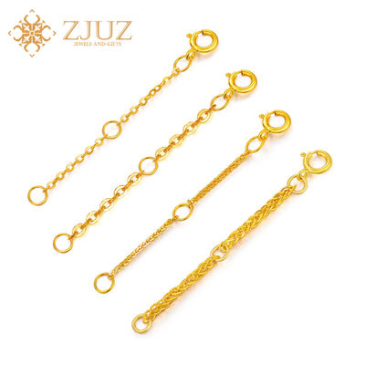 ZJUZK gold extended chain necklace, universal chain buckle, gold joint, extended chain accessory, gold buckle head, gold 18K gold