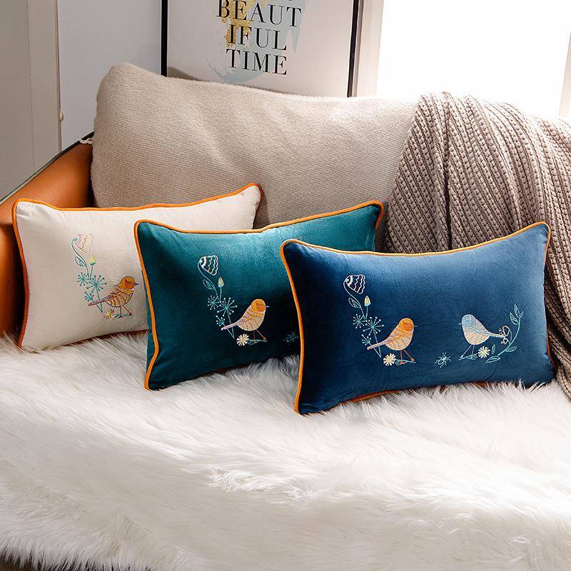 Waist support cushion office living room sofa waist pillow bedroom bay window pillow decoration bed and breakfast hotel embroidered pillow