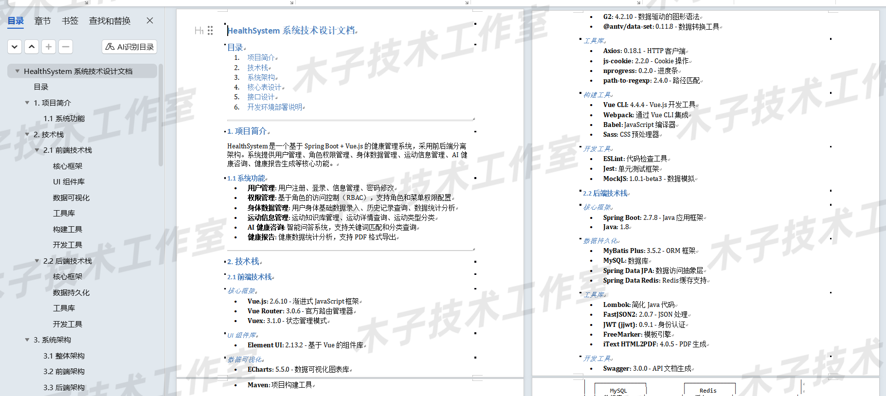 AI健康管理系统 java springboot vue 健康监控 源码设计万字文档
