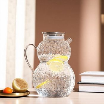 T4kzi german glass wine bottle empty bottle sealed high-grade high borosilicate gourd soaking wine bottle v sub-package wine storage container