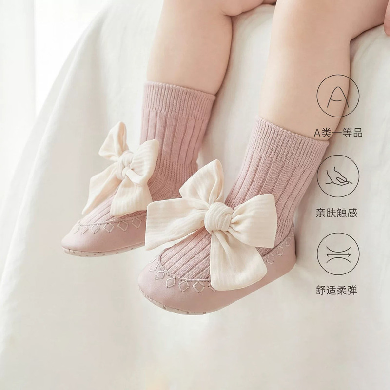 French Ormior Baby Girl's New Autumn Style Cute and Super Adorable Toddler Shoes and Socks with Soft Soles and Non-Slip Floor Socks for Infants and Toddlers