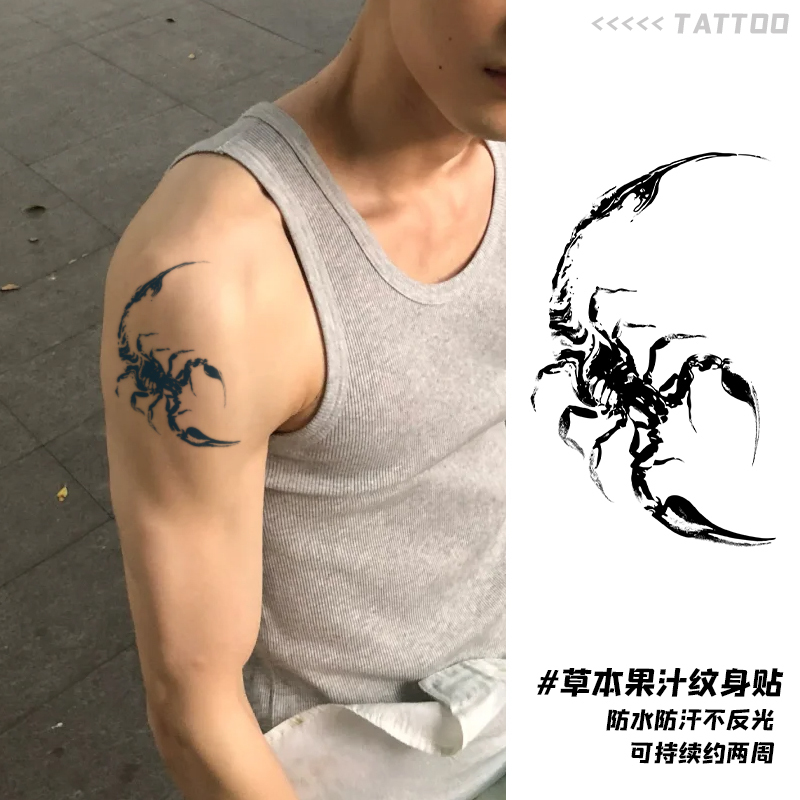 Ink Scorpion Herbal Tattoo Sticker New Semi-Permanent Unisex Tattoo ins Waterproof Realistic Personalized Sticker