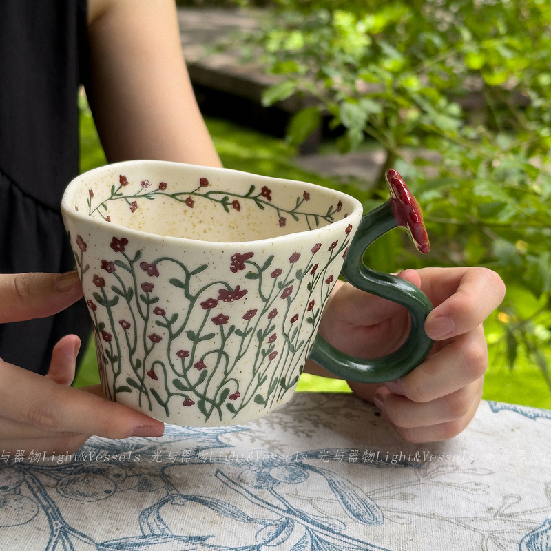 Pastoral Style Underglaze Color Mug, Ceramic Hand-Painted Coffee Cup, Gift-Giving Latte Art Cup, Niche Designer Model Pastoral Style Underglaze Color Mug, Ceramic Hand-Painted Coffee Cup, Gift-Giving Latte Art Cup, Niche Designer Model