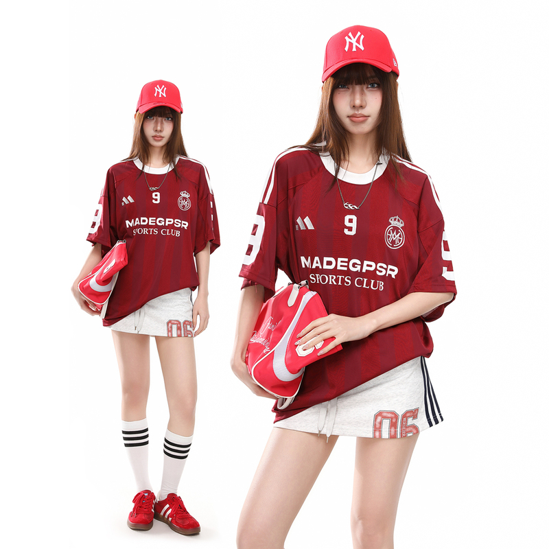 51Xxha American Sports Style Jersey Women's Summer T-Shirt Hip-Hop Loose Oversize Street Versatile Printed Short-Sleeve