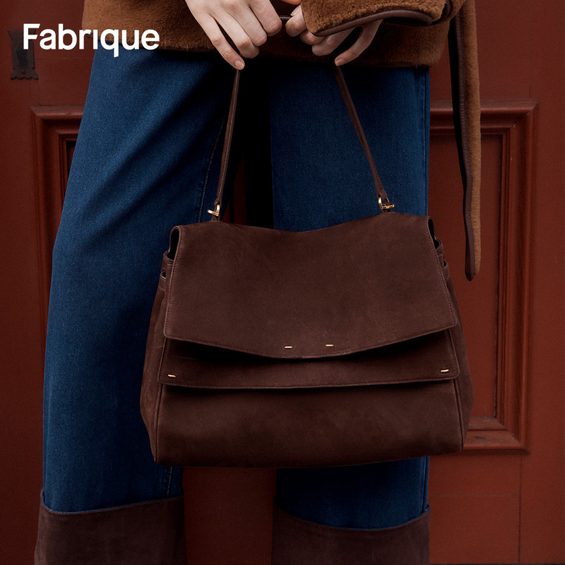 Fabrique Textured Leather Double-Lid Briefcase Large-Capacity Commuter Shoulder Bag Underarm Bag Double-Shoulder Mac Messenger Bag Fabrique Textured Leather Double-Lid Briefcase Large-Capacity Commuter Shoulder Bag Underarm Bag Double-Shoulder Mac Messenger Bag