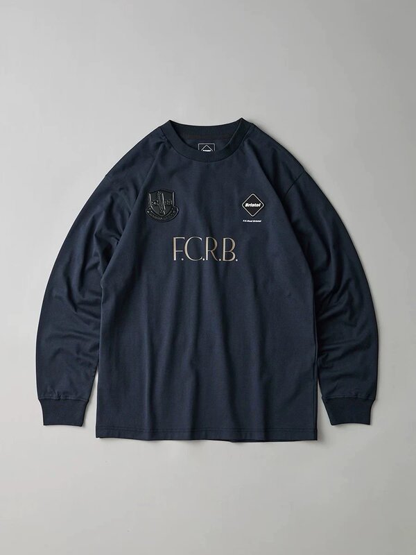 Fcrb Qing Yonghao Wen Street Sports Football Style Letter Badge Three-Dimensional Cut Casual Long-Sleeve T-Shirt for Men and Women Trendy
